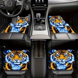 TEMU 4pcs, Tiger Pattern Anti-slip Water-absorbing Car Mat, Gm Interior Mat, Car Interior Fittings