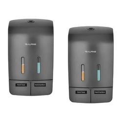 Alpine Wall-Mounted Dual Soap/hand Sanitizer Dispensers, 9-13/16"h X 5-3/4"w X 3-3/4"d, Gray, Pack Of 2 Dispensers