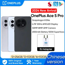 Unlocked New Oneplus Ace 5 Pro 5G Smartphone Snapdragon 8 Elite 6.78" AMOLED 120hz 6100mAh 100W Super Flash charging 50MP Camera