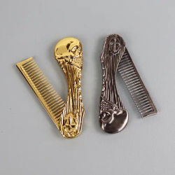 1pcs portable stainless steel metal beard comb for men's beard styling tool pocket comb hair salon styling