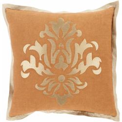 Leyden 18" Square Cottage Beige/Brown/Dark Red Throw Pillow - Boutique Rugs