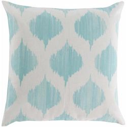 Homedale 18" x 18" Cotton Ice Blue/Light Beige/Peach Throw Pillow - Boutique Rugs