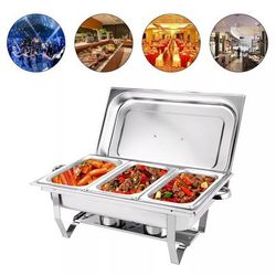 TEMU 3*3l Chafing Dish Buffet Food Pan Set Stainless Steel Catering Food Warmer