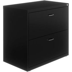 NuSparc 2-Drawer Lateral File, 30" Width x 17.6" Depth x 27.7" Height, Black, Steel (NPRLF218AABK)