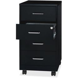 NuSparc 4 Drawer Mobile Storage Cabinet, 14.2" Width x 18" Depth x 26.5" Heigh, Black, Painted Steel, Recycled (NPRVF418DMBK)