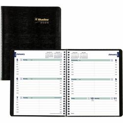 Blueline Plan and Link Weekly Appointment Planner, Weekly, 12 Month, January - December, 7:00 AM to 8:45 PM, 1 Week Double Page Layout, 7 1/4" x 9 1/4