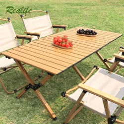 Realife Outdoor Camping Folding Tables And Chairs Chicken Rolls Tables And Chairs Camping Portable Leisure Beach Table 2025 New
