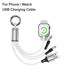Keychain 3 in 1 For iWatch / Phone USB Type C Charging Cable for iPhone 15 14 Wireless Charging for