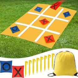 TEMU 1pc Outdoor Tic Tac Toe Game Set With Drawstring Storage Bag, Cloth, And Ground Nails - 91cm X 91cm, 10cm X 10cm For , Indoor/outdoor Fun, Outdoor Game| Design|durable Game Set, Outdoor Games