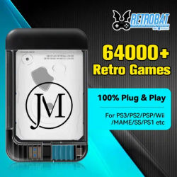 JMachen 500G Portable Gaming HDD Retrobat Retro Game Console with 64000+Retro Games For PS3/PS2/SS/Wii/N64 For Windows Laptop/PC