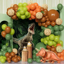 Ensemble de 115 arcs de ballons de jungle de Zoo sauvage, ensemble de guirlandes de ballons d'animaux vert et marron avec ballon à motif de cerf pour fête d'anniversaire, décoration de fête à thème