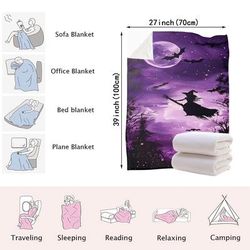 TEMU 1pc 2024 New Flying Halloween Pattern Print Plush Throw Blanket, Blanket, Carpet, Bed Blanket, Towel Quilt, Nap Blanket, Casual Blanket, Travel Blanket, Throw Blanket, Comfortable And Warm