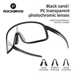 ROCKBROS Photochromic Glasses HD Large-frame Lens Sunglasses MTB Glasses Road Bike Cycling UV400 Goggles Bicycle Sports Eyewear