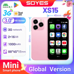 SOYES XS15 Mini Android8.1 Smart Phone 3.0 Inch Display 2GB RAM 16GB ROM Dual SIM Standby Play Store 3G Little Phone