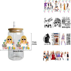 Female singer peel waterproof DIY Decals 3D transfers uvdtf crystal stickers 16oz uv dtf cup wraps for Libbey Glasses