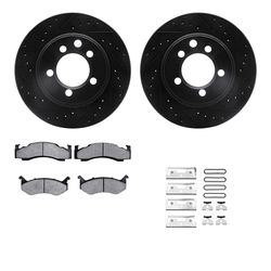 R1 Concepts Brake Disc & Pad Kit eLINE Black Rotors with Optimum OEp Pads Series, Front, 1 Year Limited Warranty WHUH1-40010