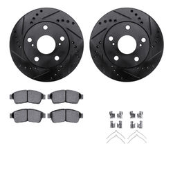 R1 Concepts Brake Disc & Pad Kit eLINE Black Rotors with Optimum OEp Pads Series, Front, 1 Year Limited Warranty WHUH1-76049