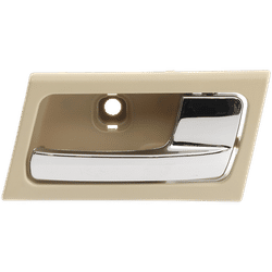 Replacement Interior Door Handle Beige bezel with chrome lever, Front Or Rear, Passenger Side, 1-year unlimited-mileage