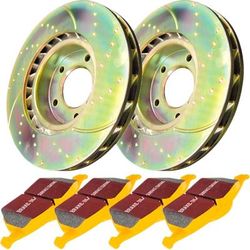 EBC Brake Disc & Pad Kit S5 Yellowstuff GD Sport Slotted Dimpled Super Street Rotors, Rear, S5KR1404