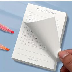 TEMU 30-day Challenge Self-adhesive Rectangular Note - Daily Goal Habit , Minimalist Productivity Planner, 1pc