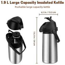 TEMU Vondior 65oz Stainless Steel Thermal Coffee Carafe - Portable Vacuum Insulated Beverage Dispenser With Pump, Air For Coffee, Tea, Chocolate, Juice, Drink Dispenser, Airpot