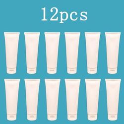 TEMU 12pcs 130ml White Pe Cosmetic Squeeze Tubes, Round Plastic Unscented, Hand Wash Only, Dispenser Bottles For Face Wash, Hand Moisturizer, Lotion, Sunscreen