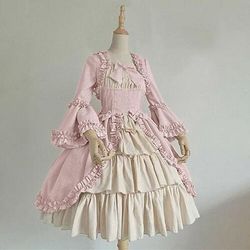 Retrò Vintage Gothic Lolita Rococò Vestito Manica a tromba Pizzo Fiocco Costume Per donna Mascherata Mascherata Festa Sera Carnevale di Venezia Adulti Vestito