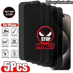 TEMU 5pcs Full Cover Privacy Protection Screen Protector For Iphone 11 12 13 Pro Max Glass Privacy Protection Tempered Glass For Iphone 11 12 13 Plus