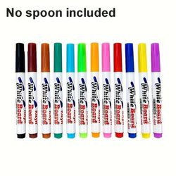 TEMU 12pcs Vibrant Non-toxic Dry Erase Markers - Whiteboards, Office, School & Art Projects, Assorted Colors