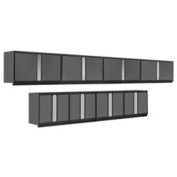 Newage Products Pro 3.0 Series 8-Piece Wall Storage System (4X 28", 4X 42"), Grey