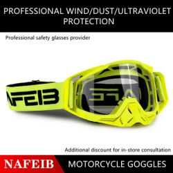 NAFEIB Occhiali da motocross Occhiali da sole da moto Uomo Protezione antivento Sci Ciclismo Occhiali da corsa fuoristrada Pellicola a strappo