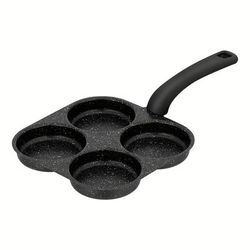 TEMU 4-cavity Frying Pan With Black Handle - Heat-resistant, Microwave & , Easy To Clean, Eggs, Pancakes & Breakfast Meals, Durable Iron Construction For Home And Restaurant Use, Frying Pan Non Stick