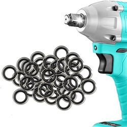 TEMU 20pcs Stainless Steel Retaining Ring Clips, Rubberized Sleeve Washers, Anti-detachment O-ring Socket For Impact Wrench, With Compatible 1/2 Inch Drive