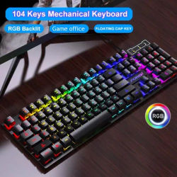 Mechanical Keyboard Wired Gaming Keyboard 104 Keys RGB Backlit Receiver for Laptop Desktop Ergonomics Keycap PC Accessories