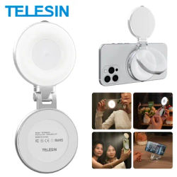 TELESIN Magnetic Fill Light Mini Selfie Light 3 Modes Adjustable Brightness for Smartphone Iphone