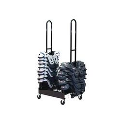 Champion Sports Mobile Two-Stack Shoulder Pad Rack, Metal, 176 lb Capacity, 24" x 30" x 69", Black (CSIFBSPR2)