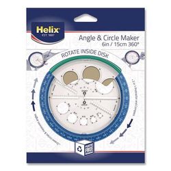 Maped Helix 360° Angle and Circle Maker 2-in-1 Protractor and Compass Tool, 2" Ruler Edge, Plastic, Randomly Assorted Color (MHX36002)