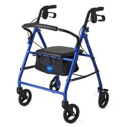 Medline Basic Rollator with 6" Wheels, Blue, Junior, 1 EA (MDS86850EBJR)