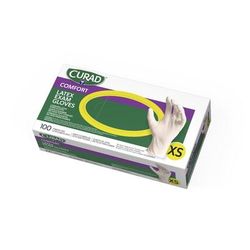 Curad Powder-Free Latex Exam Gloves, Size XS, 100/BX (CUR8103H)