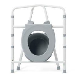 Medline Economy Steel 3-in-1 Folding Commode, Includes Seat, Bucket, and Splashguard, No Seat Lid or Armrests, 4/CS (G1-202EX4)