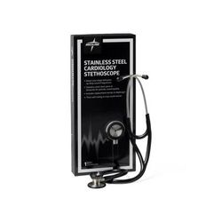 Medline Elite Stainless Steel Cardiology Stethoscope, Black, 1 EA (MDS92500)