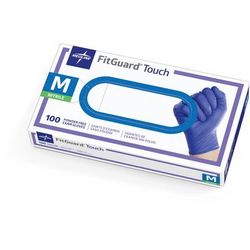Medline FitGuard Touch Powder-Free Nitrile Exam Gloves, Size M, 1000/CS (FG100M)