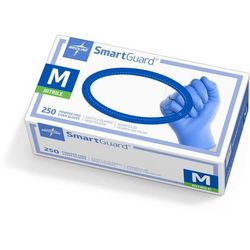 Medline SmartGuard Powder-Free Nitrile Exam Gloves, Size M, 250/Box, 250/BX (SG312H)