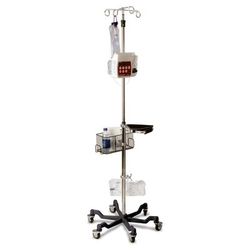 Medline Stainless Steel 6-Leg Heavy-Duty IV Pole with Quick Release Casters, 4 Hook, 73" to 99-1/5" H, Black Base, 2/CS (MDS80600BLK)