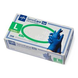 Medline SensiCare Ice Powder-Free Nitrile Exam Gloves with SmartGuard Film, Size L, 250/BX (MDS6803H)