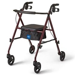 Medline Superlight Steel Rollator, Red, 1 EA (MDS86825SLRS)