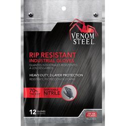 Medline Venom Steel Disposable Two-Layer Nitrile Gloves, Black/White, One Size Fits Most, 12 Count, 1 EA (VEN6012NH)