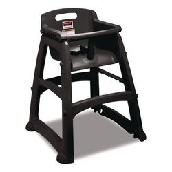 Rubbermaid Commercial Sturdy Chair Youth Seat with Casters, Black (RCPFG780508BLA)