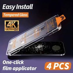 TEMU 4pcs Dust Free Installation Hd Screen Protector For Galaxy S25 Ultra S24 S23 Fe S22 S21 S20 Plus Fe A55 A35 A54 A53 A16 A26 Protective Glass