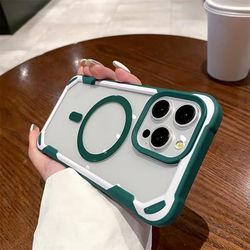 TEMU Spliced Color Bump Anti-drop Magnetic Phone Case, For Pro Max Phone Case Male And Female Phone Case 15pro/14pro/ 13pro /12pro, Anti-drop Shell Anti-scratch High Case